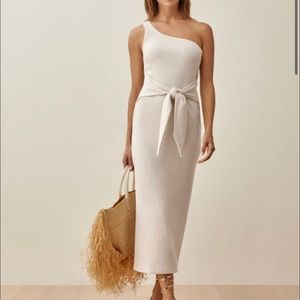 The Reformation Size Medium stretch ribbed one shoulder Ora dress.